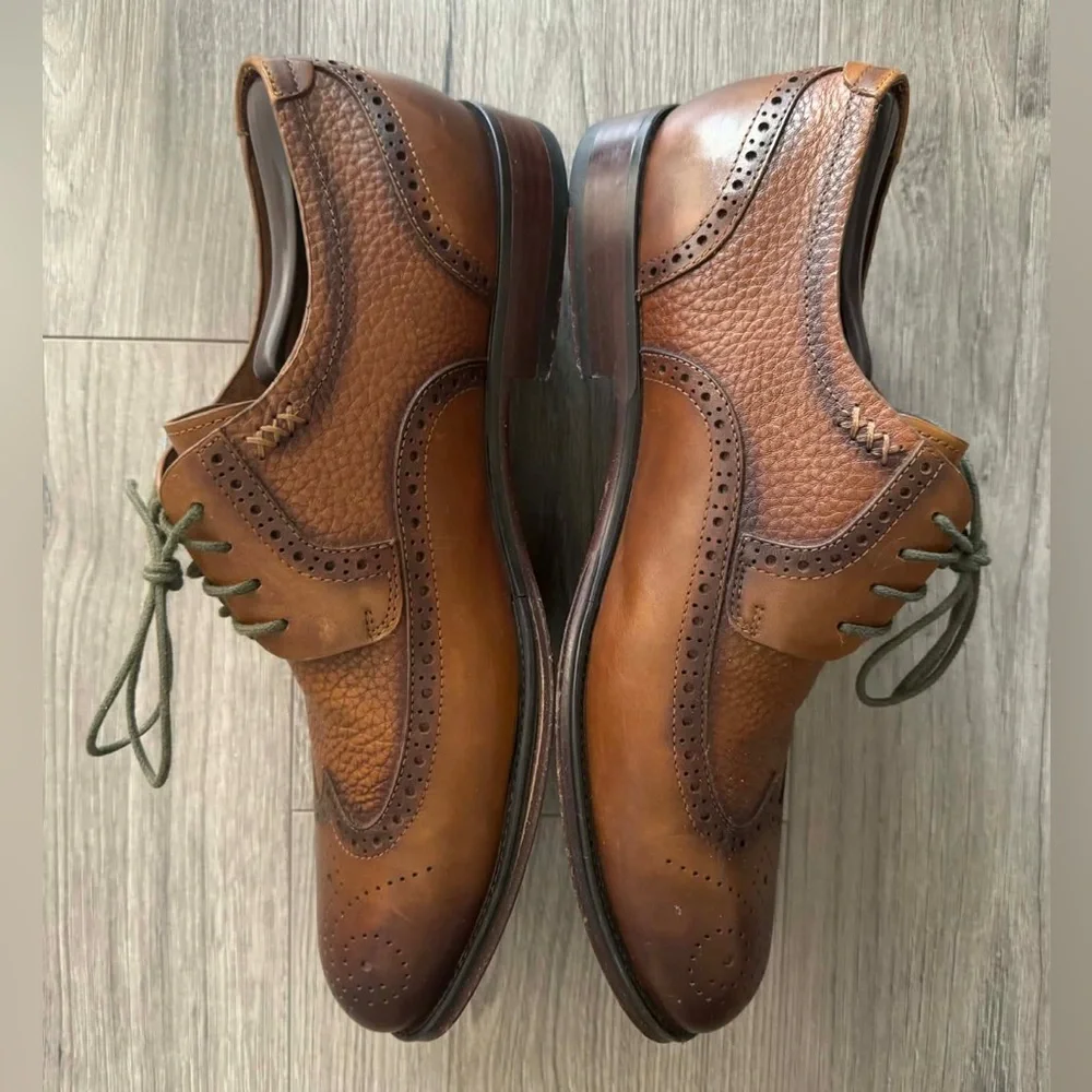 Joseph Abboud Tan and Brown Leather Derby Shoes